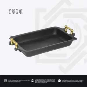 طاجن AMT مستطيل – 2 يد، لون ذهبي