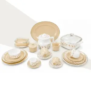 طقم أركوبال تيلاندي 58 قطعة ماتشينج Latte Spring Flower