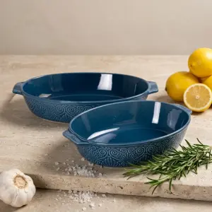 طقم طاجن فرن بورسلين رويال ألفريدو بيضاوي 2 قطعة بيد – 43 × 23 × 10.8 سم