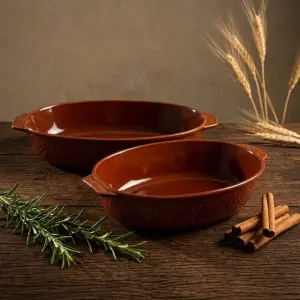 طقم طاجن فرن بورسلين رويال ألفريدو بيضاوي 2 قطعة بيد – 43 × 23 × 10.8 سم