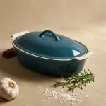 طاجن فرن بورسلين بيضاوي بغطاء رويال ألفريدو – مقاس 40 × 10.8 × 26.2 سم
