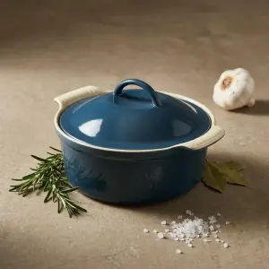 طاجن فرن بورسلين دائري بغطاء رويال ألفريدو – مقاس 24 × 11.5 × 24.5 سم