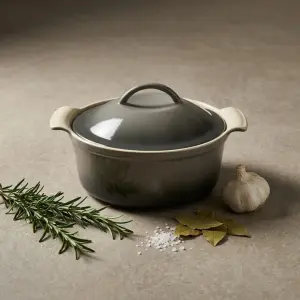 طاجن فرن بورسلين دائري بغطاء رويال ألفريدو – مقاس 24 × 11.5 × 24.5 سم